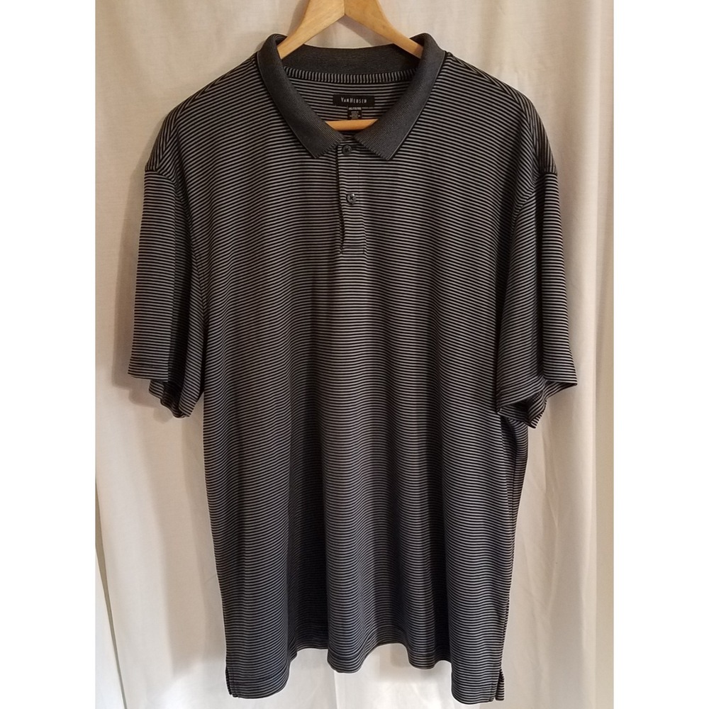 Van Heuson‎ Short Sleeve Striped Polo Shirt Mens Size XXL Gray Black